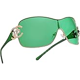 VANLINKER Wrap Around Y2K Sunglasses for Women Men Trendy Oversized Sun Glasses Fashion Shield Frameless Shades One-piece