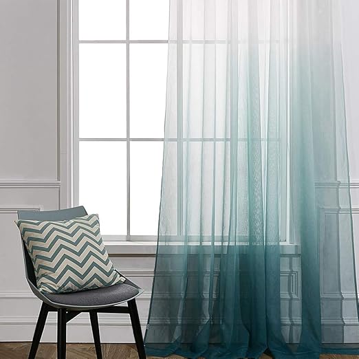 Amazon Com Ombre Sheer Curtains In Faux Linen Voile For Living