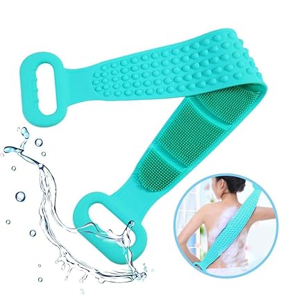 NIL KANTH - Silicone Bath Body Brush, Exfoliating Long Silicone Body Back Scrubber, Easy to Clean, Lathers Well, Eco Friendly, Long Lasting (Green)