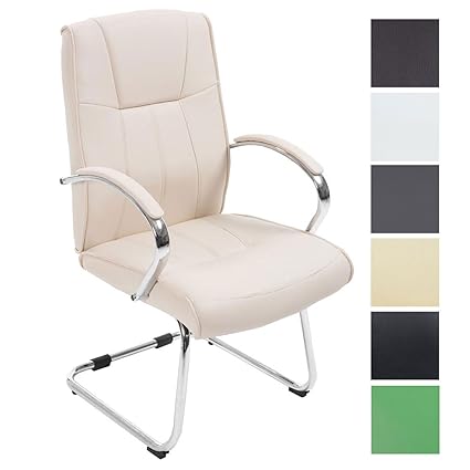 CLP Freischwinger Basel V2 mit Kunstlederbezug I Lehnstuhl mit Bodenschonern I Wartezimmerstuhl mit Armlehnen I erhältlich Cr