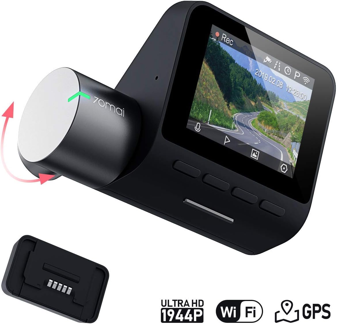 70mai Dash Cam Pro Front Car Dash Cam with GPS Module&WiFi,Voice Control, Parking Monitor, WDR, G-Sensor,APP Control Dashboard Cam Recorder,1944P FHD,140° Wide Angle Car DVR with Night Vision
