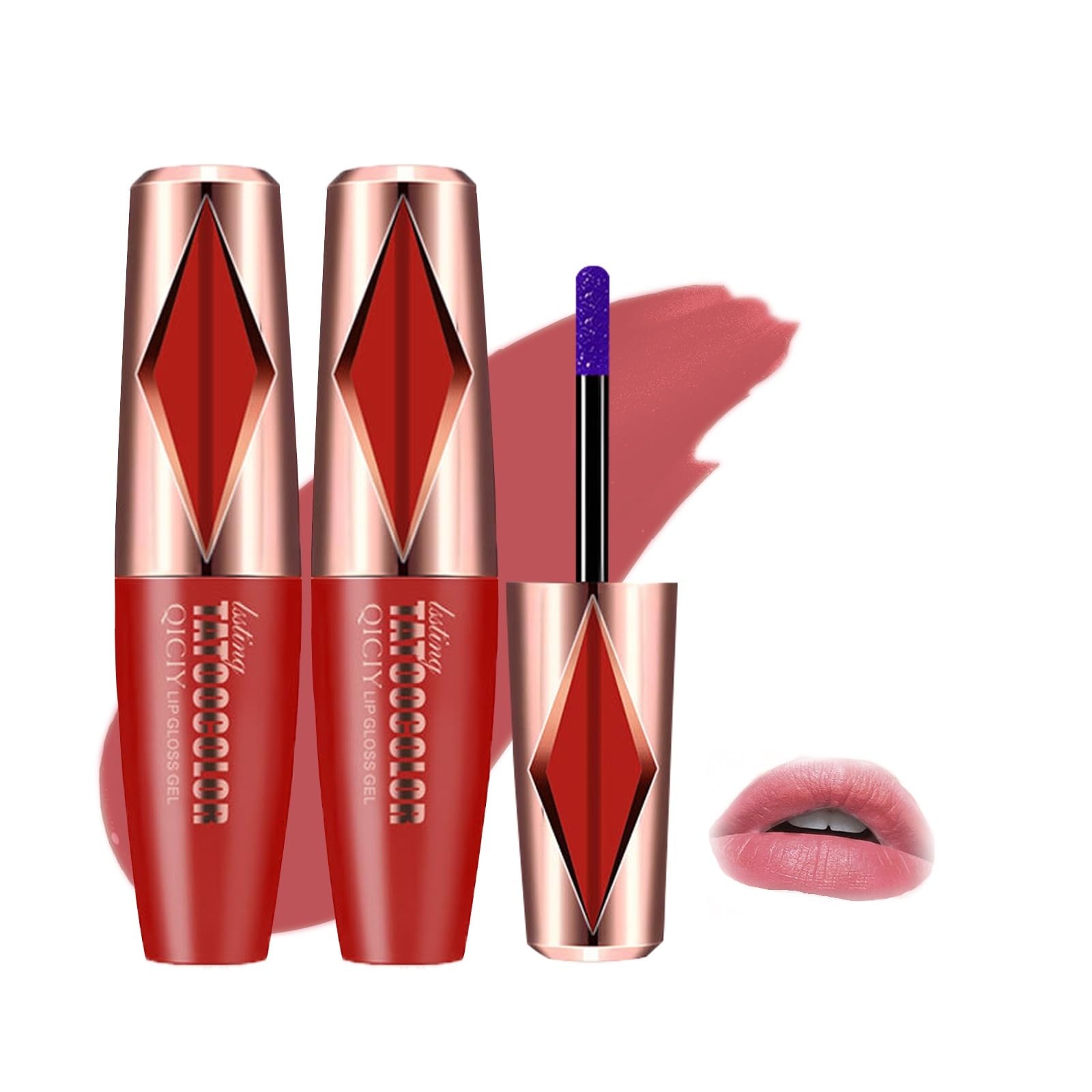 Photo 1 of 2Pcs Peel Off Lip Stain, Long Lasting Lip Stain Peel Off Masque, Waterproof and Transfer Proof Nude Lip Tint, Peelable Tattoo Lip Gloss Liner, Formula for Elegant Finish Makeup Lip-Tint Set (#2)