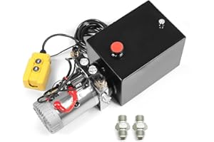 Nakkaa 12V DC Hydraulic Power Device 8 Quart Double Acting Hydraulic Dump Trailer Pump for Lifting and Lowering Dump Trailer Trucks