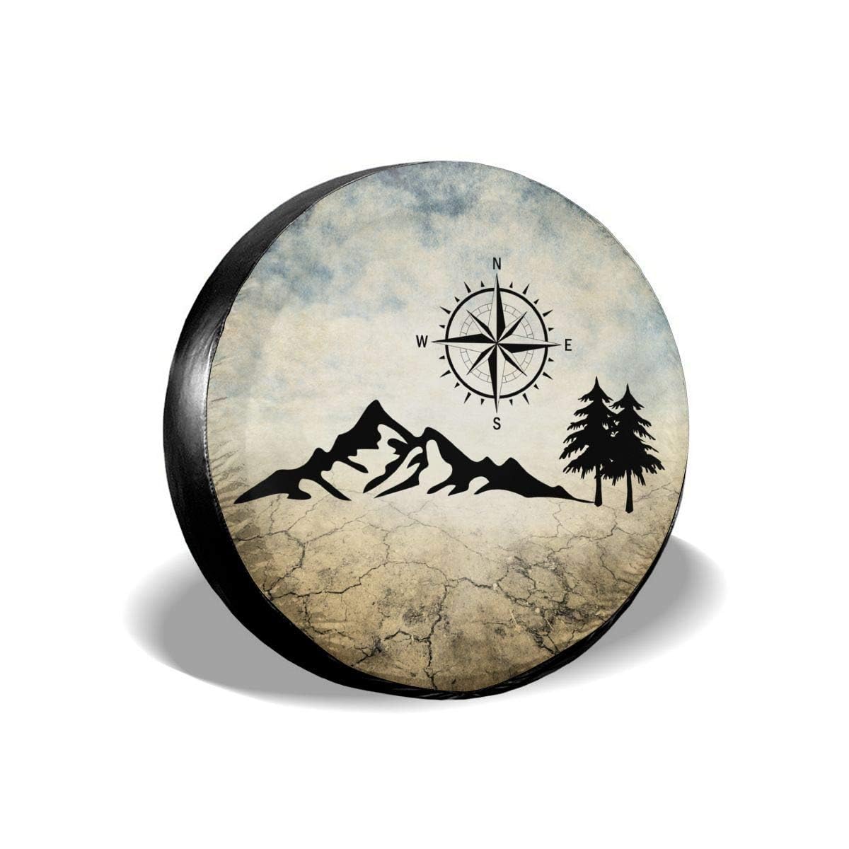 Photo 1 of cozipink Nature Mountain Compass Spare Tire Cover Wheel Protectors Weatherproof Universal for Trailer Rv SUV Truck Camper Travel Trailer 14" 15" 16" 17"