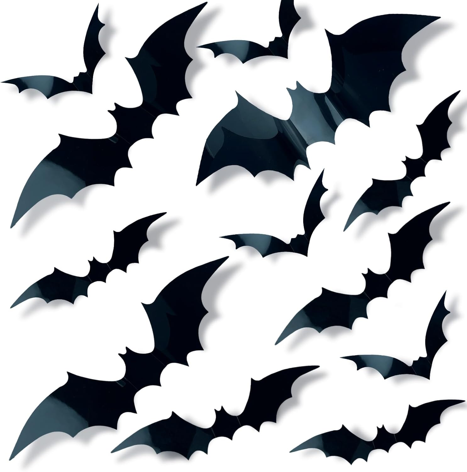 Outdoor Holiday Decorations - Halloween Decorations, 60PCS Halloween 3D Bats Decoration, 4 Different Sizes Realistic PVC Scary Black Bat Sticker for Halloween Decorations Indoor Decor, DIY Wall Decal Halloween Party Supplies