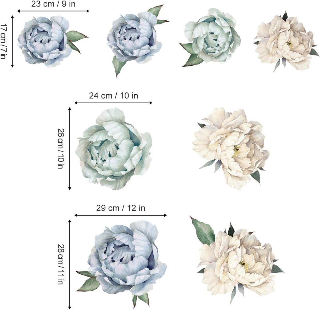 decalmile Peony Flower Wall Stickers Romantic Floral Wall Decals Girls Bedroom Living Room Wall Art Home Decor - Image 5