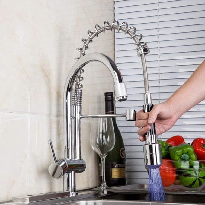 Grifo de cocina Grifo de cocina extraíble Cromo Pulido Caños dobles