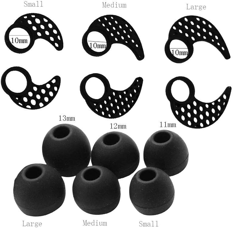 XiYu Replacement Silicone Earbuds Eartips Earhooks Ear Cushions For JayBird BlueBuds X X2 & X3 Bluetooth Sport Headset (Large + Medium + Small)