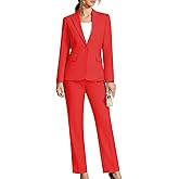 Kelyaa Women's 2 Piece Business Office Suit Lady Peaked Lapel Slim Fit One Button Blazer Jacket and Pants Set