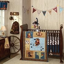 Unique Crib Bedding Lambs & Ivy Giddy Up 5 Piece Crib Bedding Set Brown/Blue