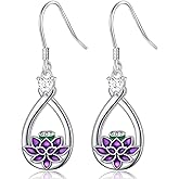 S925 Sterling Silver Lotus Flower Dangle Earrings Spiritual Yoga Lotus Jewelry Gifts for Women
