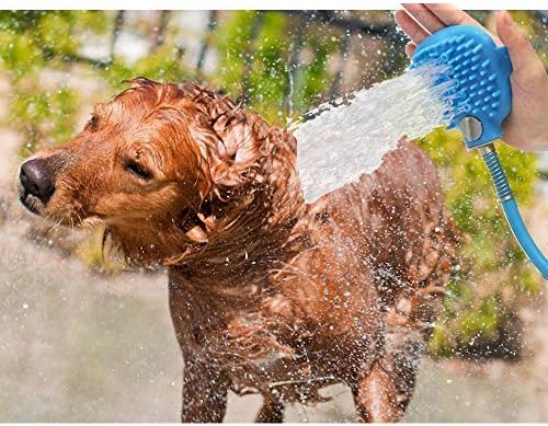 Pet Bathing Sprayer Grooming Glove Tool Scrubber Bath Mitt Hose Attachment for Dog, Cat, Horse Groomer Scrubbing, Massaging, Indoor, Outdoor Hand Washer Accessories