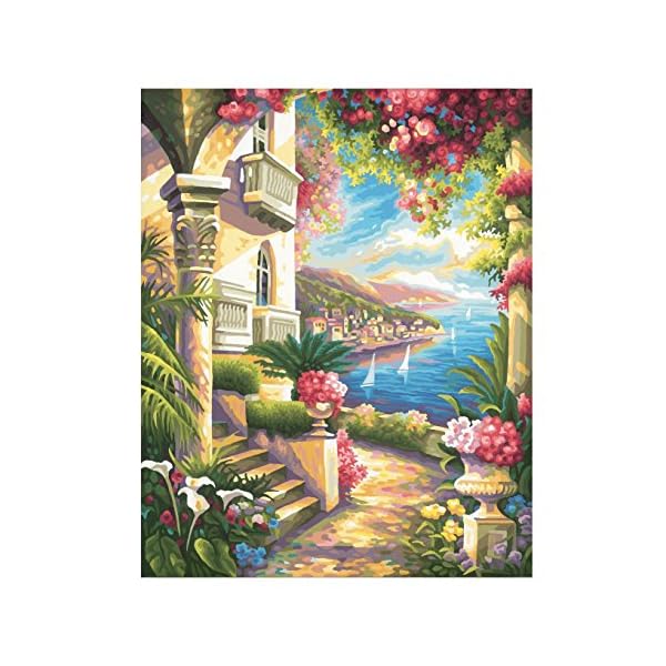 Schipper 609130416 Malen nach Zahlen - Palazzo mit Meeresblick - Bilder malen für Erwachsene, inklusive Pinsel und Acrylfarben, 40 x 50 cm, Mehrfarbig – Bild 4