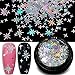 Christmas Nail Sequins - 6 Pots Holographic 13 Shape Mixed Snowflakes Nail Chunky Glitter, Iridescent Mermaid Flake Laser Sparkly Star Confetti Glitter for for Festival Nail Art Design or Make Up