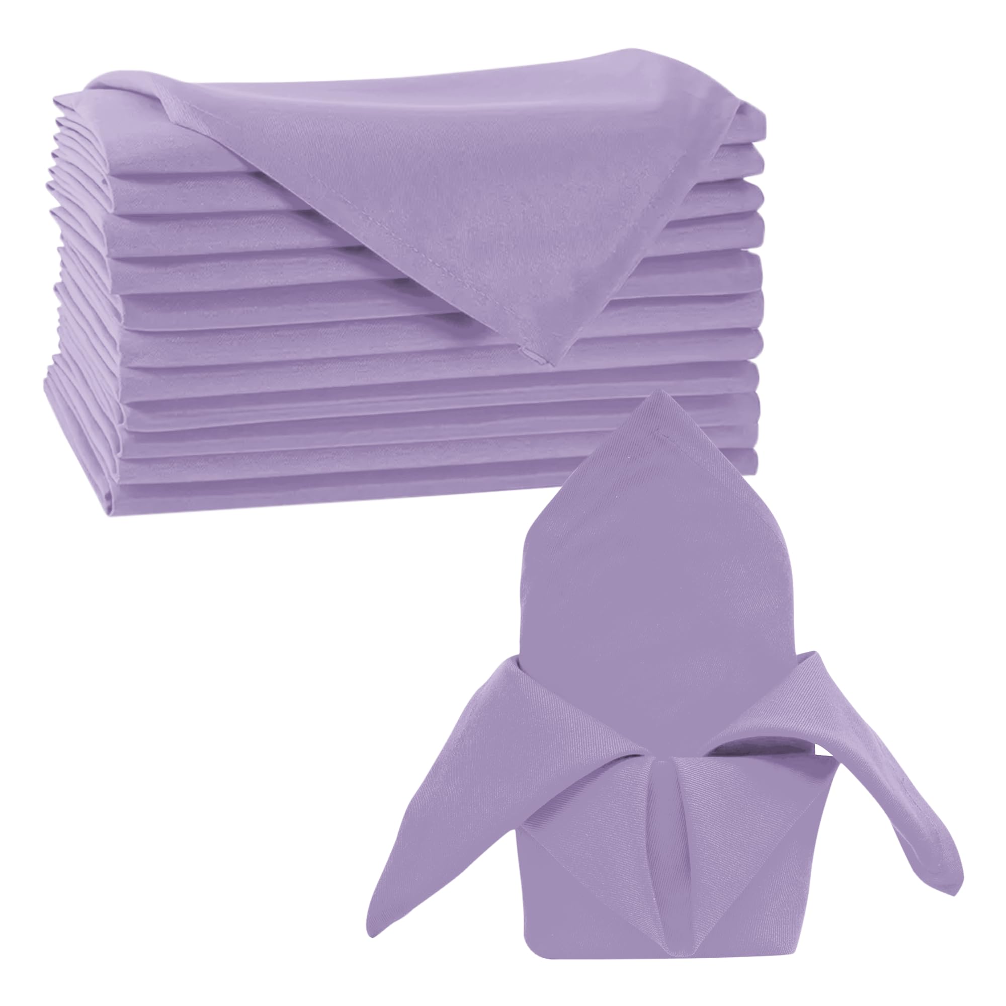 Trimming Shop 20 Inch Lavender Polyester Table Napkins, 50x50cm Square, Reusable, Wrinkle-Resistant Cloth Napkins for Dinner Parties, Events, Weddings, Restaurants & Hotels, 10pcs