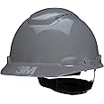3M Hard Hat SecureFit H-708SFV-UV, Grey, Vented Cap Style Safety Helmet with Uvicator Sensor, 4-Point Pressure Diffusion Ratchet Suspension, ANSI Z87.1