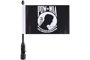 GDCREESTAR Motorcycle Flag Pole Mounts Fold Down 90° With Pow-mia Flag" You Are Not Forgotten" Flip Down Holder Fit For 1/2'' Motorcycle Luggage Rack Harley Davidson Road King Touring Spring Honda Goldwing etc.