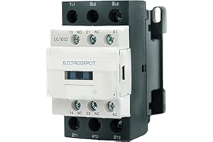 30A Electrodepot Contactor 3 Pole, 110/120V Coil, Motor Load 32A, Lighting 40A, 50A, 600V IEC DIN w 1NO and 1NC Aux Contact
