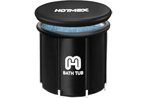 HOTMAX Ice Bath Tub for Recovery, Portable Cold Water Therapy Training Tub, Ice Bath for Adults, Folding Cold Plunge Tub for Athletes, Freestanding Spa Soaking Bath(Black 32.2x32.2x29.5 inches)