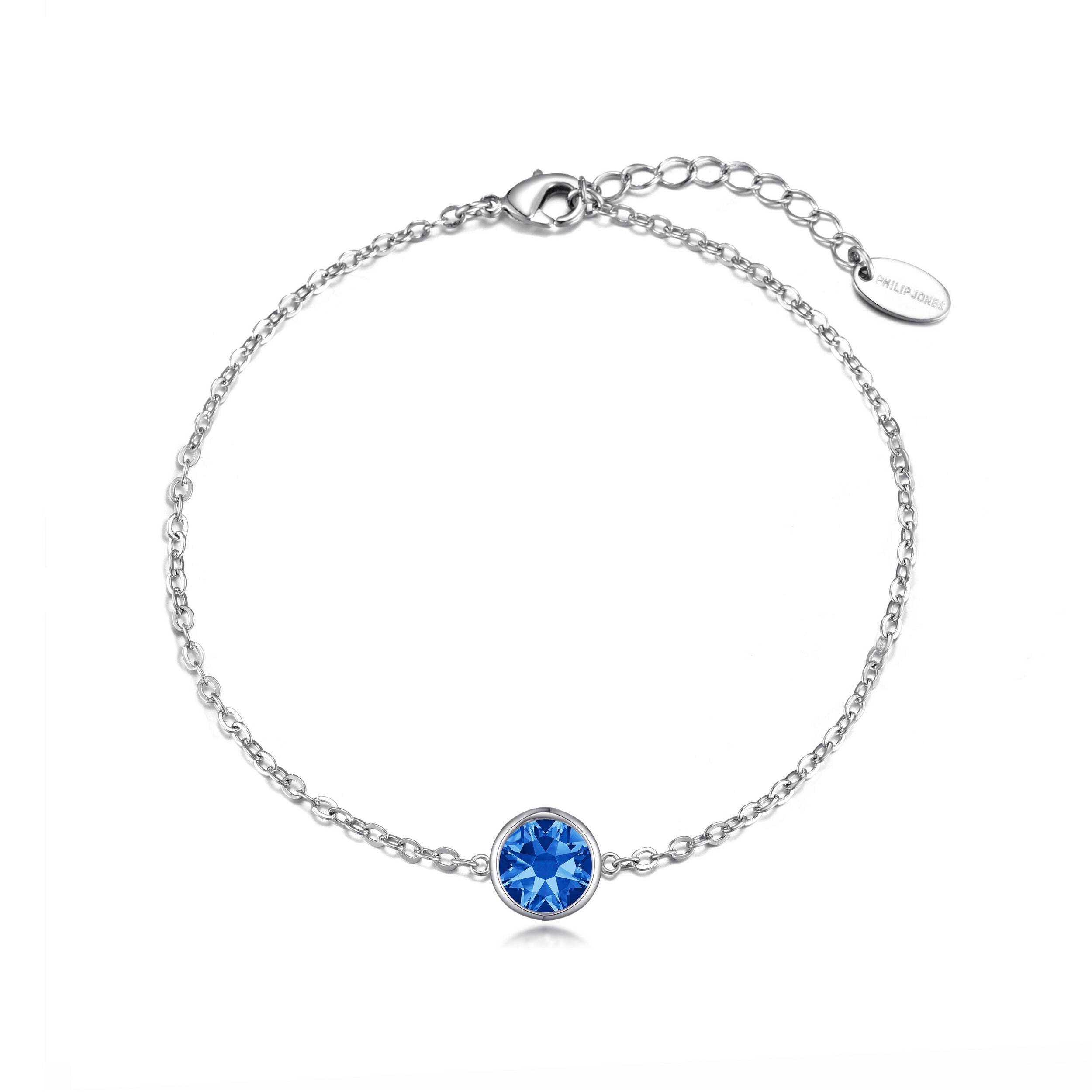Philip Jones Dark Blue Crystal Anklet Created with Zircondia® Crystals