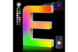 KANGTAIXIN Light Up Letters USB Powered, LED Letter Lights Color Changing Alphabets Name Sign, Gifts for Girls Women Party Birthday Decorations, APP Control, Night Light Christmas Valentine Wall Table Decor - E