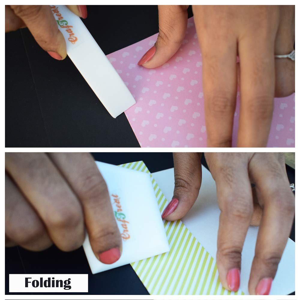 CrafTreat Teflon Bone Folder and Scoring Tool Set - Large & Ergo Square - Paper Scorer for Paper Crafting, Origami, Bookbinding - Leather Burnishing Tool - Smooth, Non Stick, Ergonomic Craft Tool