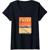 Womens Southwest Chief (Chicago to LA) V-Neck T-Shirt