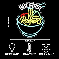 FAXFSIGN But First Ramen Neon Sign Chinese