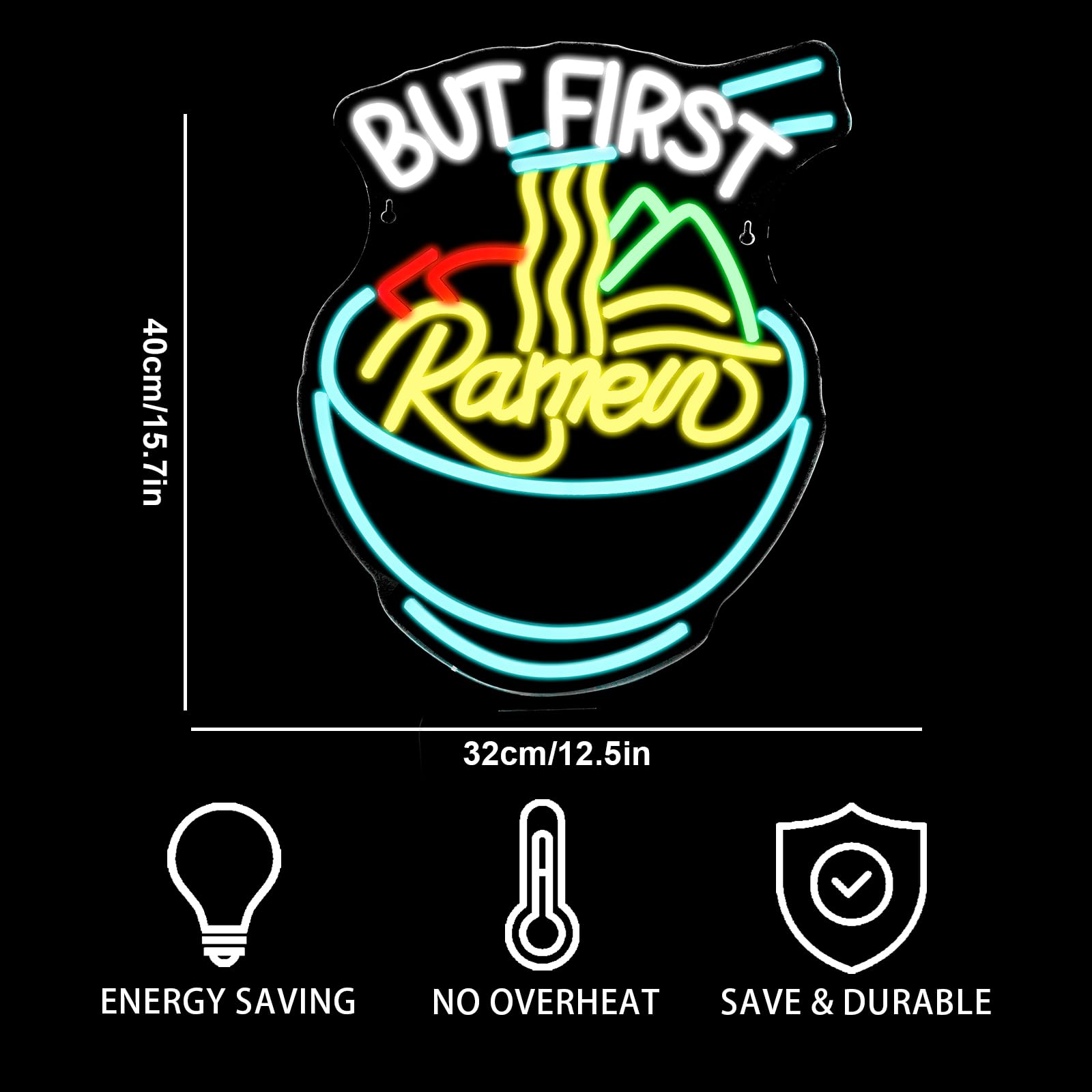 FAXFSIGN But First Ramen Neon Sign Chinese