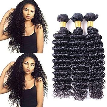 Amazon Com 3 Bundles Deal Brazilian Virgin Deep Wave Curly Human
