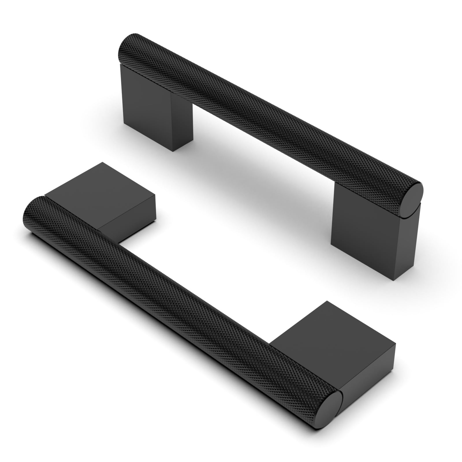 FURNIWARE Pack of 10 Vintage Knurled Matt Black Aluminium Cabinet Handles, 96mm, 120mm Length, 11mm Width, 30mm Projection, Kitchen & Home Furniture Handles — image 1