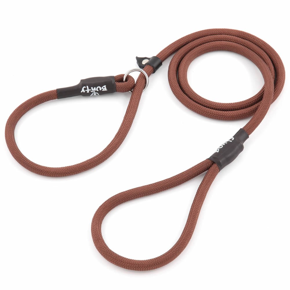 Bunty Rope Slip Lead for Dogs, Large | Anti Pull Dog Lead, One-Size-Fits-All, Durable Woven Nylon, Ideal for All Dogs - No Pull Training Aid, No Collar Needed - 120cm, Brown