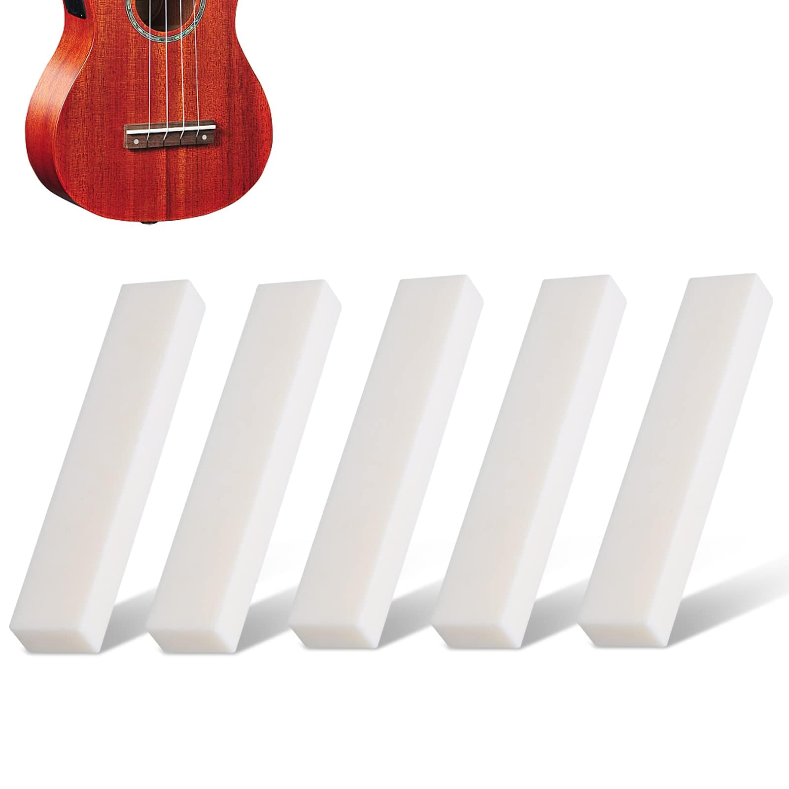 52 x 6 x 10mm / 2 x 0.2 x 0.4in DIY Blank BuffaloBone, Nut String Pillow Bone Nut and Saddle Blanks Unslotted Guitar Bridge Nuts for Guitar, Mandolin, Banjo, Ukulele (5Pcs)