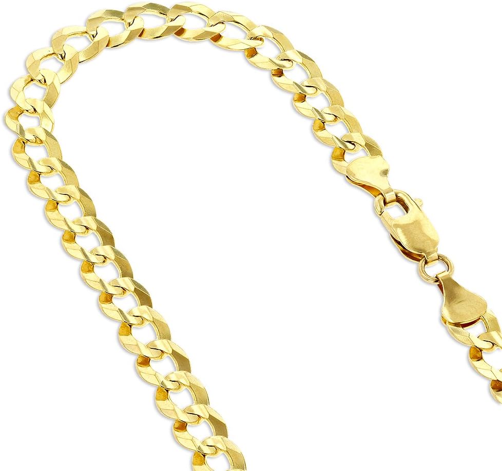 IcedTime Solid 10K Yellow Gold Italy Cuban Curb Chain 4.5mm Wide Necklace or Link Bracelet with Lobster Clasp