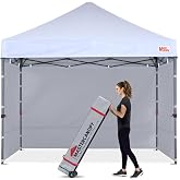 MASTERCANOPY 10x10 Heavy Duty Pop up Canopy Tent with Sidewalls, White | One Person Set Up, Silver Coated Fabric,Waterproof &amp; UV-Proof, 4 Sidewalls, Wheeled Bag, 3 Height Adjust, Market/Vendor/Event
