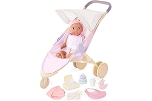 LullaBaby – 14-Inch Realistic Baby Doll Diaper & Care Accessories Bundle Brown Eyes & Soft Body - Pretend Play 2+ Years - Bab