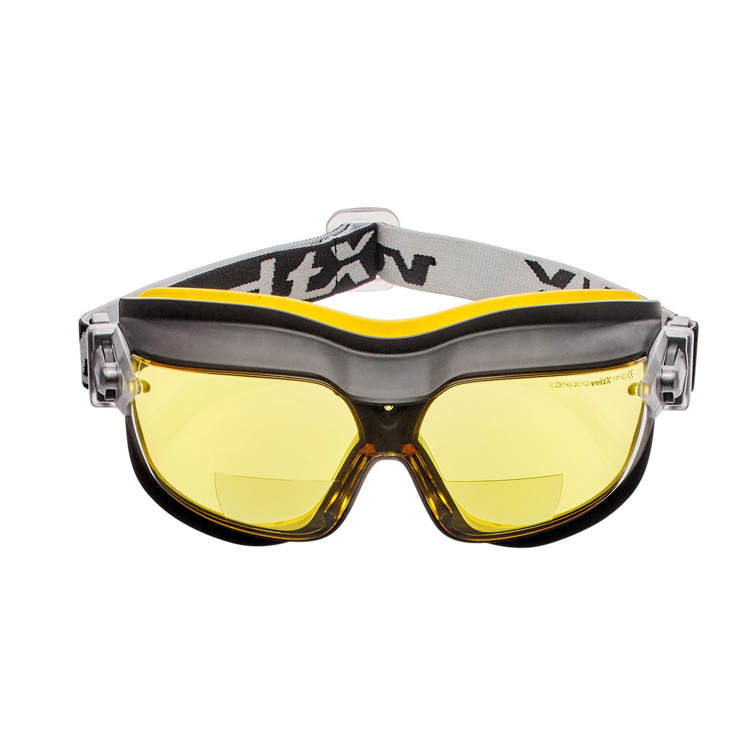 voltX GT DEFENDER Compact BIFOCAL Ventilated Safety Goggles (Yellow lens +1.5), CE EN166FT Certified, Anti fog coated. Includes Microfibre carry bag.