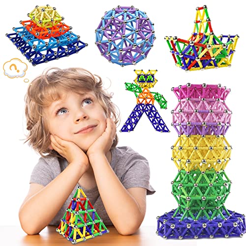 Jvchengxi 320 Pieces Magnetic Constructions Kids, Magnetic Building Blocks Sticks, Montessori Stackable Construction Toys, Educational Toys Gifts Set for Adults and Children