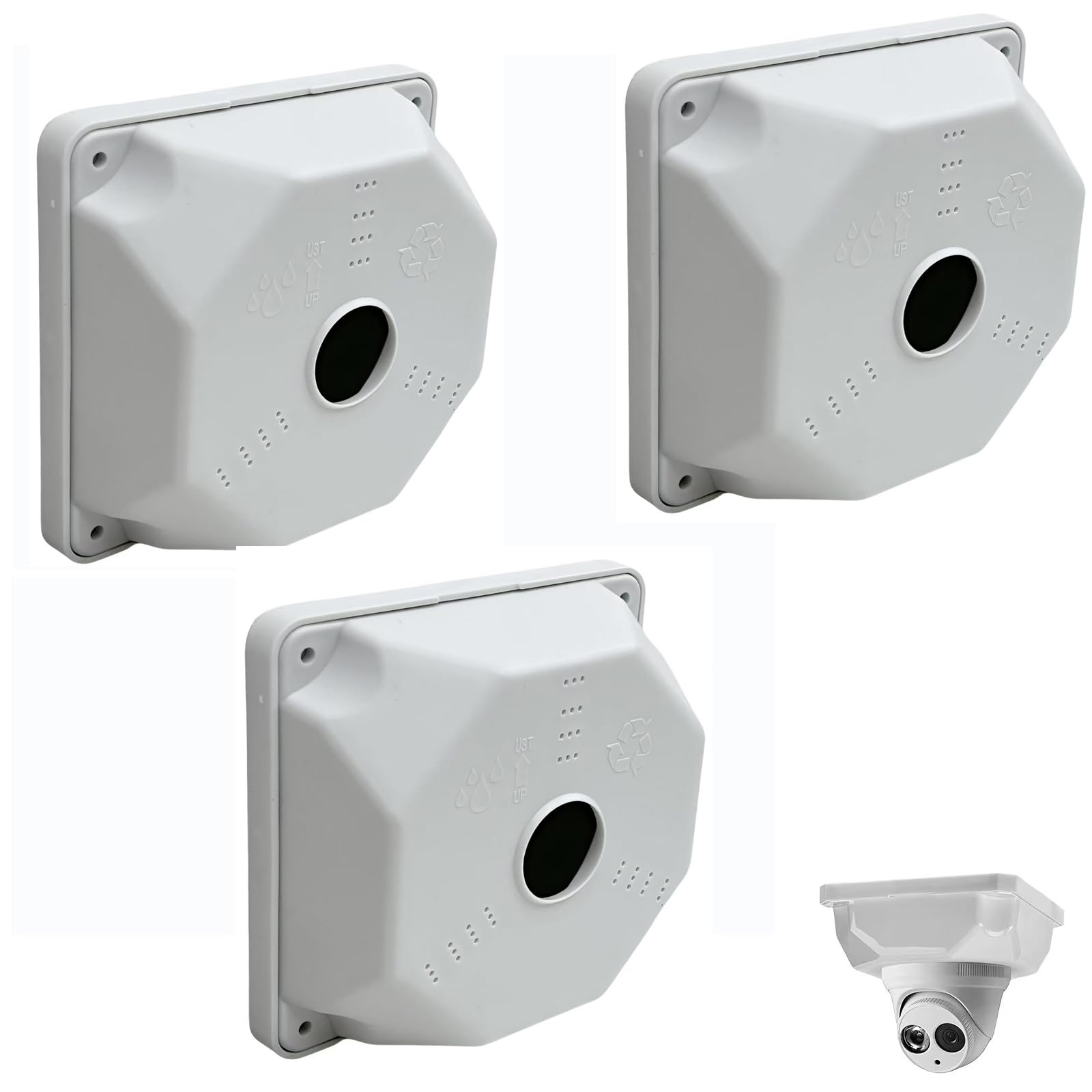 Photo 1 of Universal Bullet Security Camera Junction Box Mount Bracket Plastic Rainproof Junction Box Mount Bracket for IP Camera Electric Enclosure, Indoor/Outdoor Wall Cable Junction Base Boxes (3 Pack)