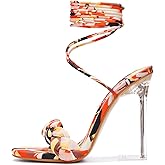 Cape Robbin Women's Lace-Up Transparent High Heels - Braided Open Almond Toe Clear Heeled Sandals (Tracy)