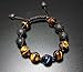 Bella.Vida Mens Handmade Adjustable Braided 12mm Natural Lava Stones and Hawks Eye Bead Bracelet