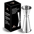 KITESSENSU Jigger for Bartending, Japanese Jigger 2 oz 1 oz with Measurements Inside, 18/8 Stainless Steel Cocktail Jiggers