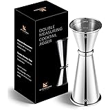 KITESSENSU Jigger for Bartending, Japanese Jigger 2 oz 1 oz with Measurements Inside, 18/8 Stainless Steel Cocktail Jiggers