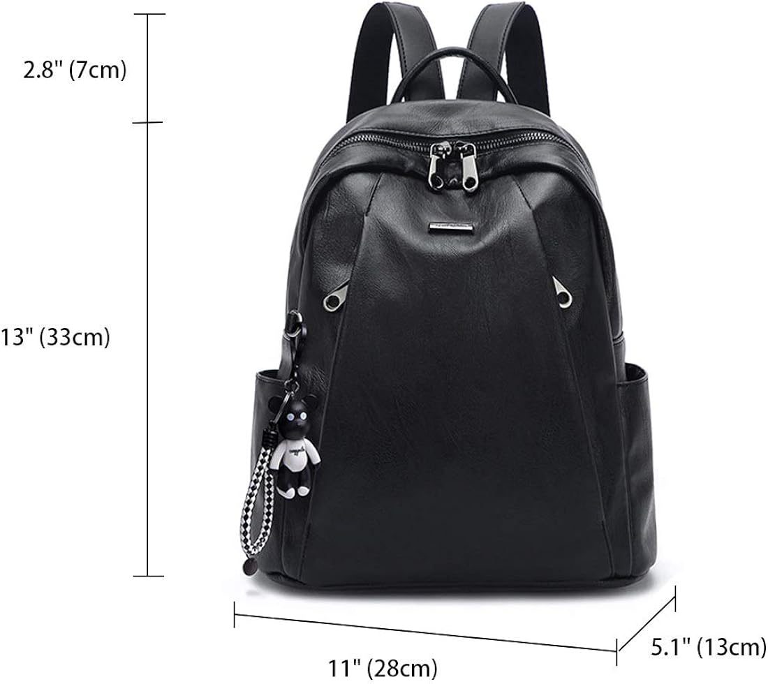 DEERWORD Women's Backpack Handbags Ladies Rucksack Shoulder Bags PU Leather Mini Anti-theft Dayback Black - Image 4