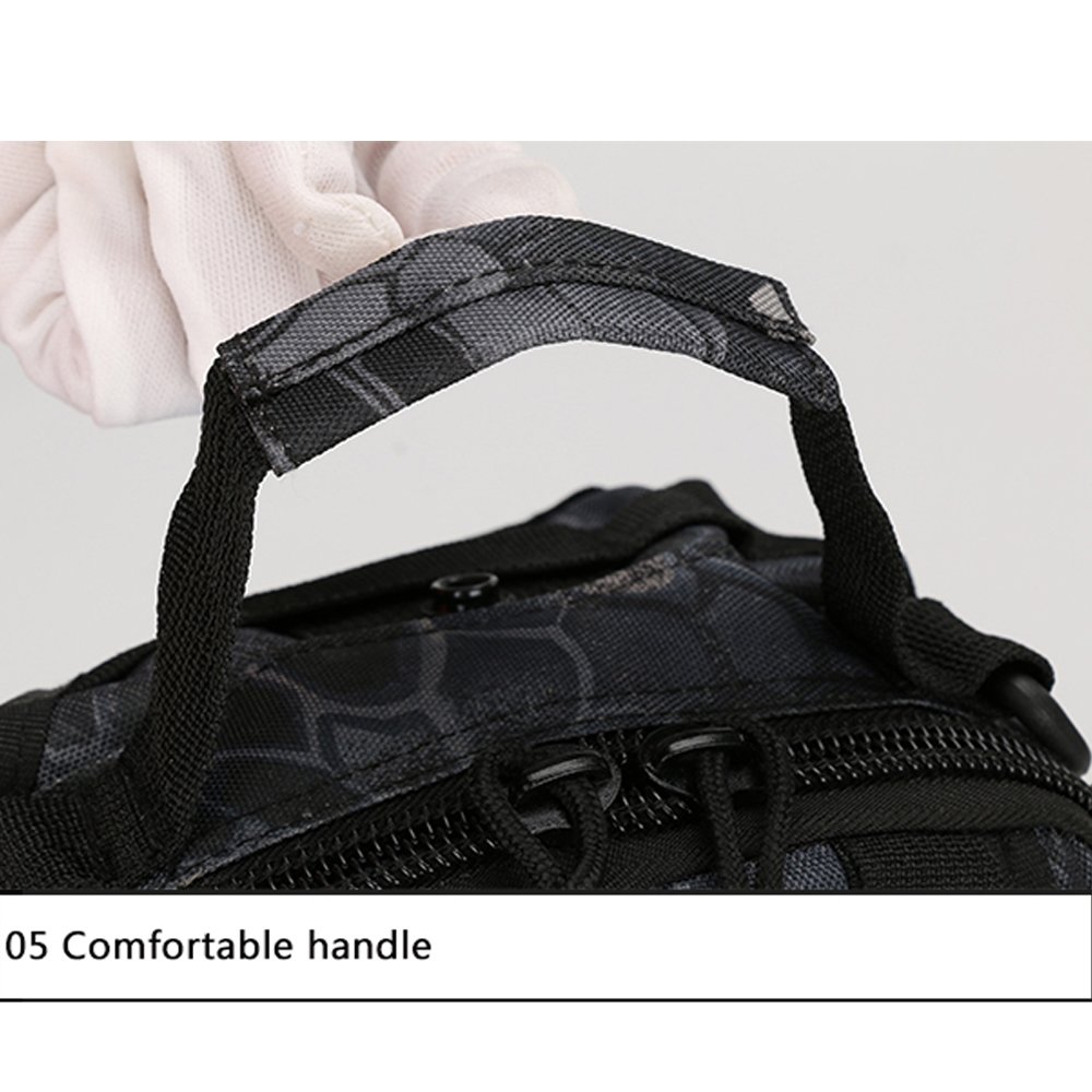 Outdoor Shoulder Military Tactical Backpack, Sport Pack Daypack, Travel for Camping Hiking Trekking Bag (black python)