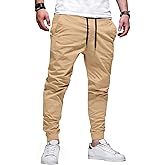 HOTake Men's Joggers Casual Lightweight Elastic Waist Drawstring Hiking Chino Pants Men