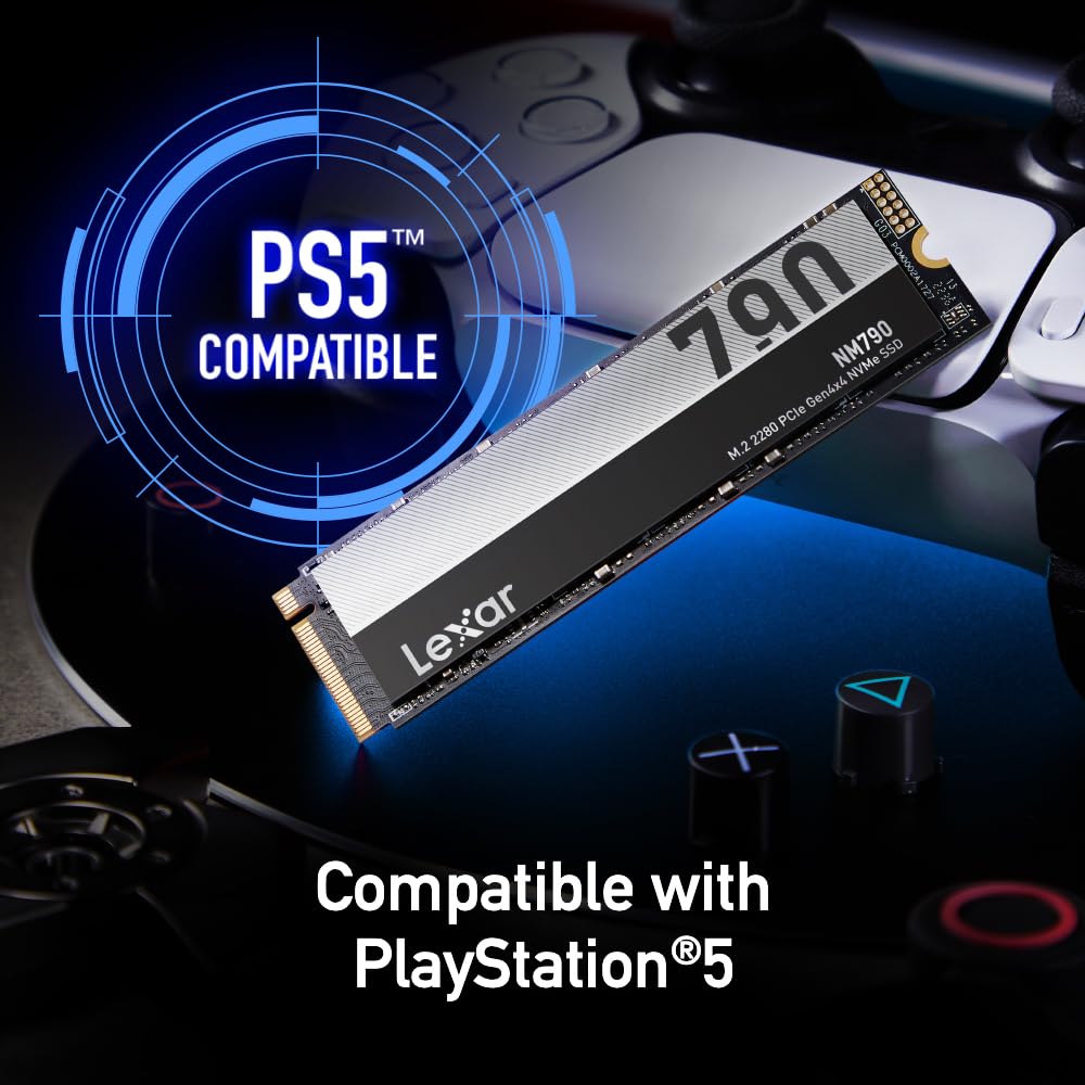 Lexar 8TB NM790 SSD PCIe Gen4 NVMe M.2 2280 Internal Solid State Drive, Up to 7000/6200 MB/s Read/Write, Compatible with PS5, for Gamers and Creators, Black (LNM790X008T-RNNNU)