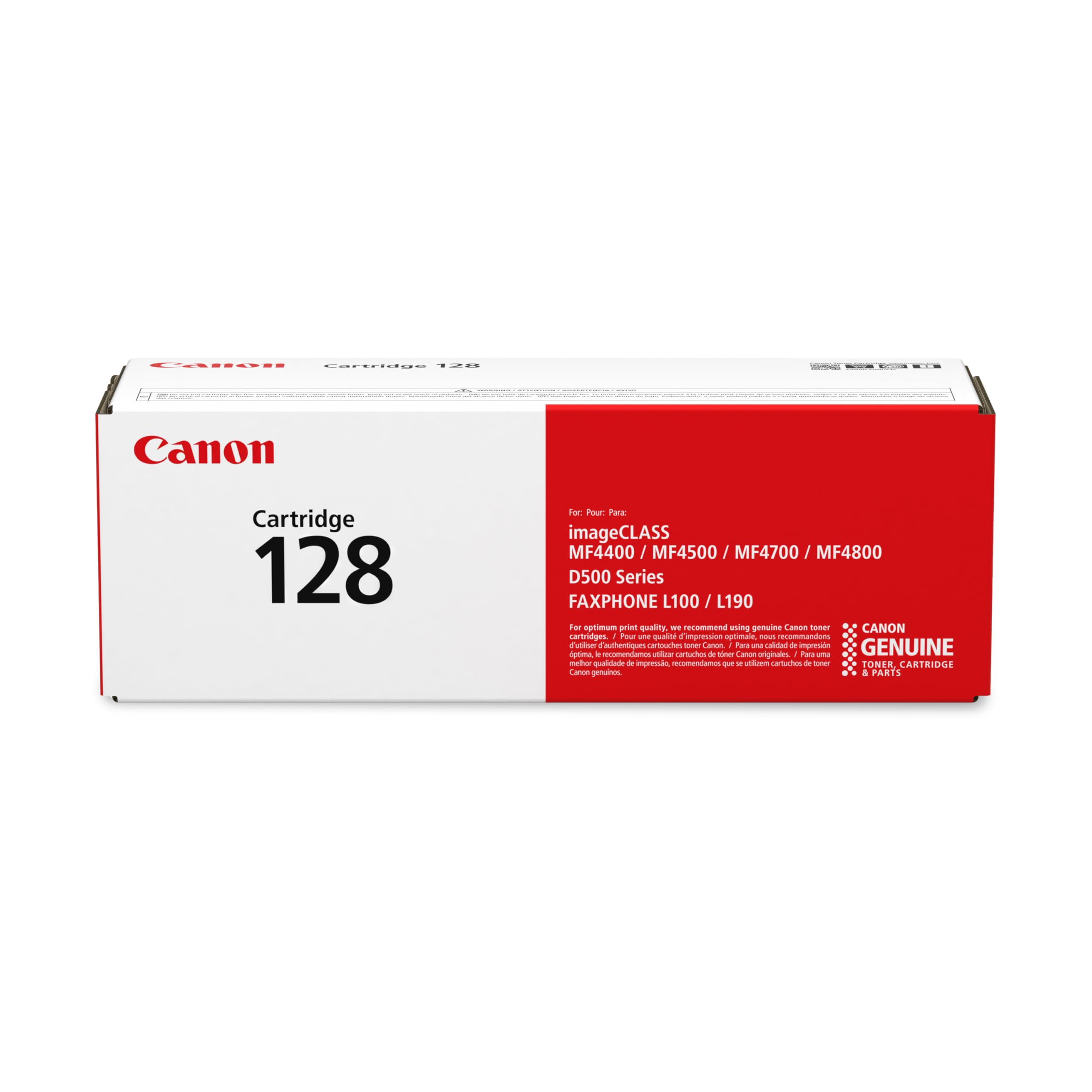 Cartucho de tóner negro 128 original de Canon compatible con MF4450, MF4770n, MF4570 Series, MF4800 Series, D530, D550, L100, L190