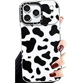 Abbery for iPhone 17 Pro Max Case Cow Print Clear with Kawaii Design Women Cute Girly Protective Aesthetic Soft TPU Slim Fit Shockproof Black and White Animal Print Phone Case for iPhone 17 Pro Max
