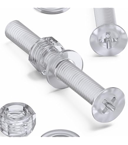Clear Acrylic Thumbscrews – 60 Pack M3 X 10mm Slotted Knurled Screws With Nuts & Washers - View #10